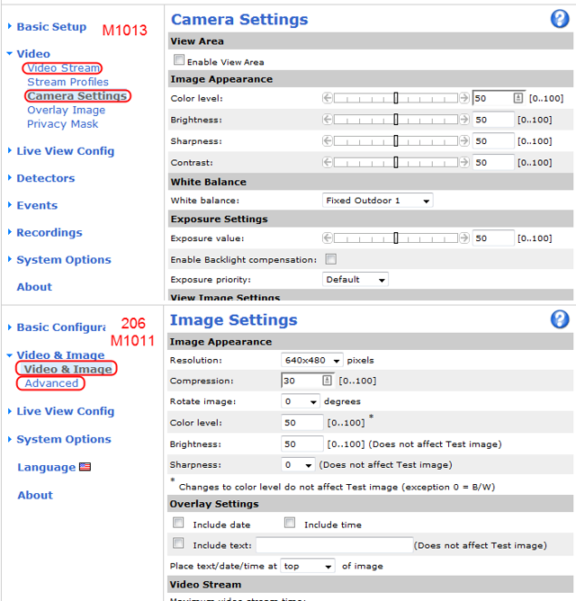 Camera Setting page of the AXIS web UI.