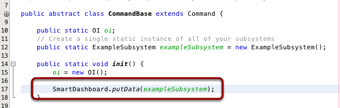 Using code to put a subsystem to SmartDashboard.