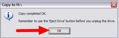 Click "OK" to acknowledge that the copy completed.