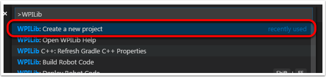 Choose "WPILib: Create a new project".
