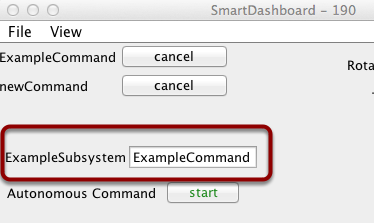 The ExampleSubsystem is currently running the ExampleCommand.