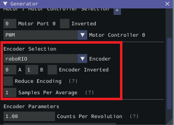 Encoder selection section.