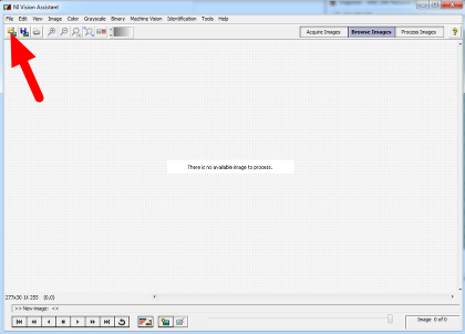 Open the image using the folder icon in the top left of the NI Vision Assistant.
