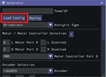 Loading a saved configuration file