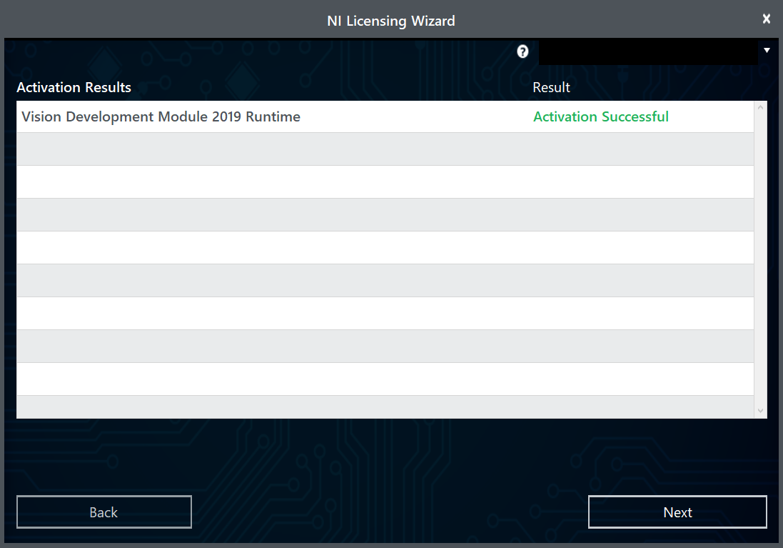 Screen details the activation success of each package.