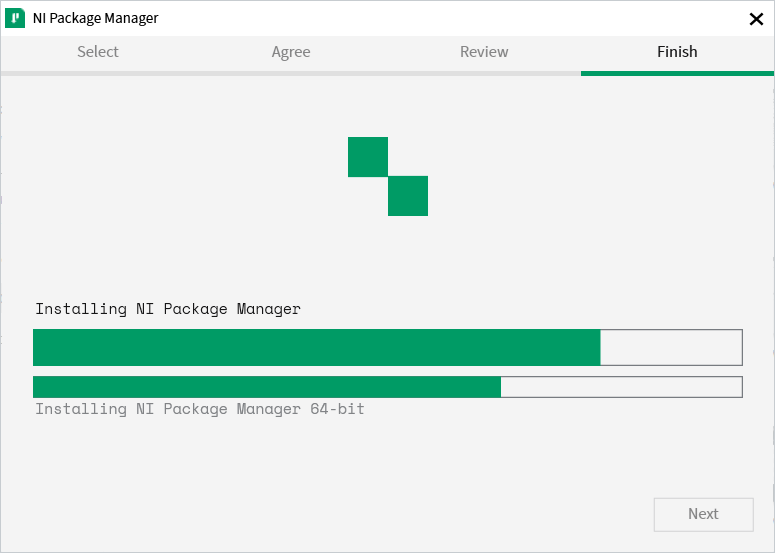 Screen with progress bars indicating the amount of completion.