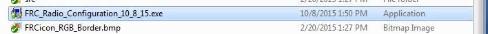 The radio configuration installer .exe file in windows explorer.