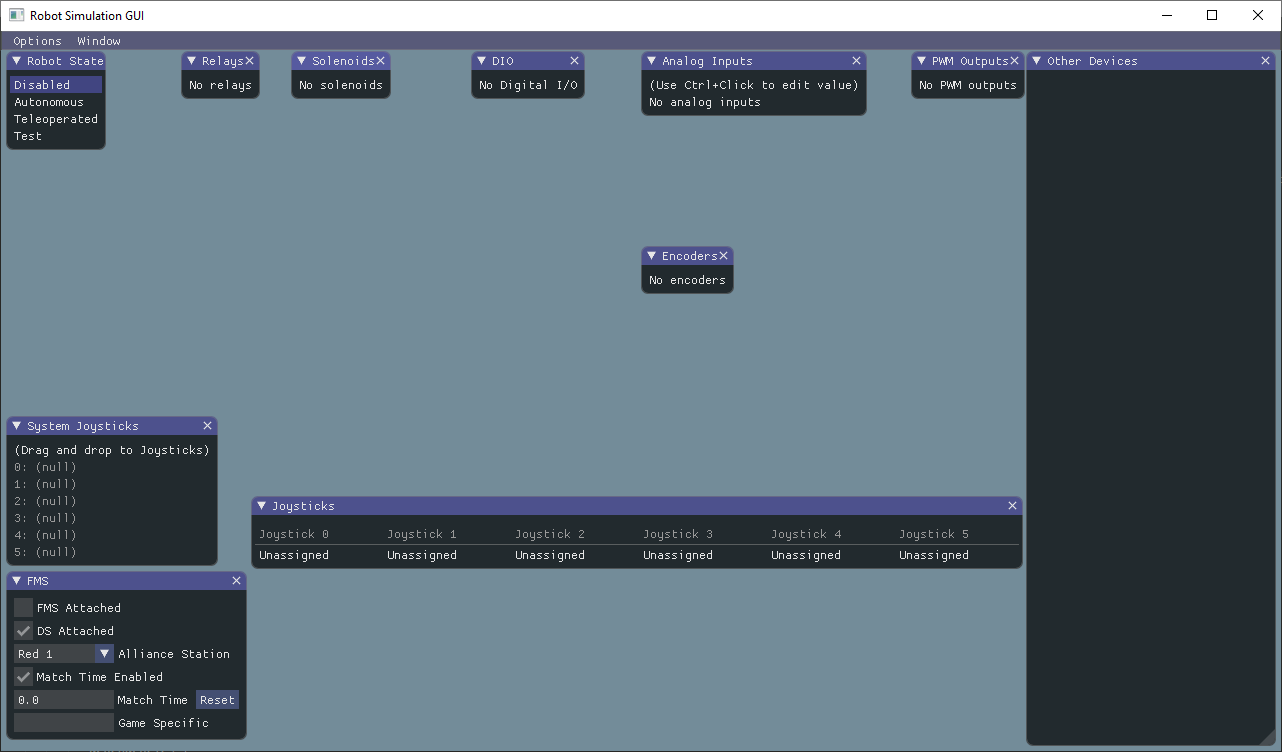 The Simulation GUI similar to Glass but also has Joysticks and control over the robot state and a few other features.