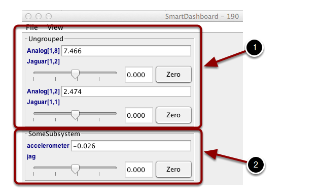 Highlights both ungrouped and subsystem motors displayed in test mode.