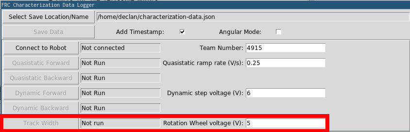 Highlights the trackwidth section of characterization.