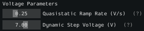 Voltage Parameters section of the Logger window.