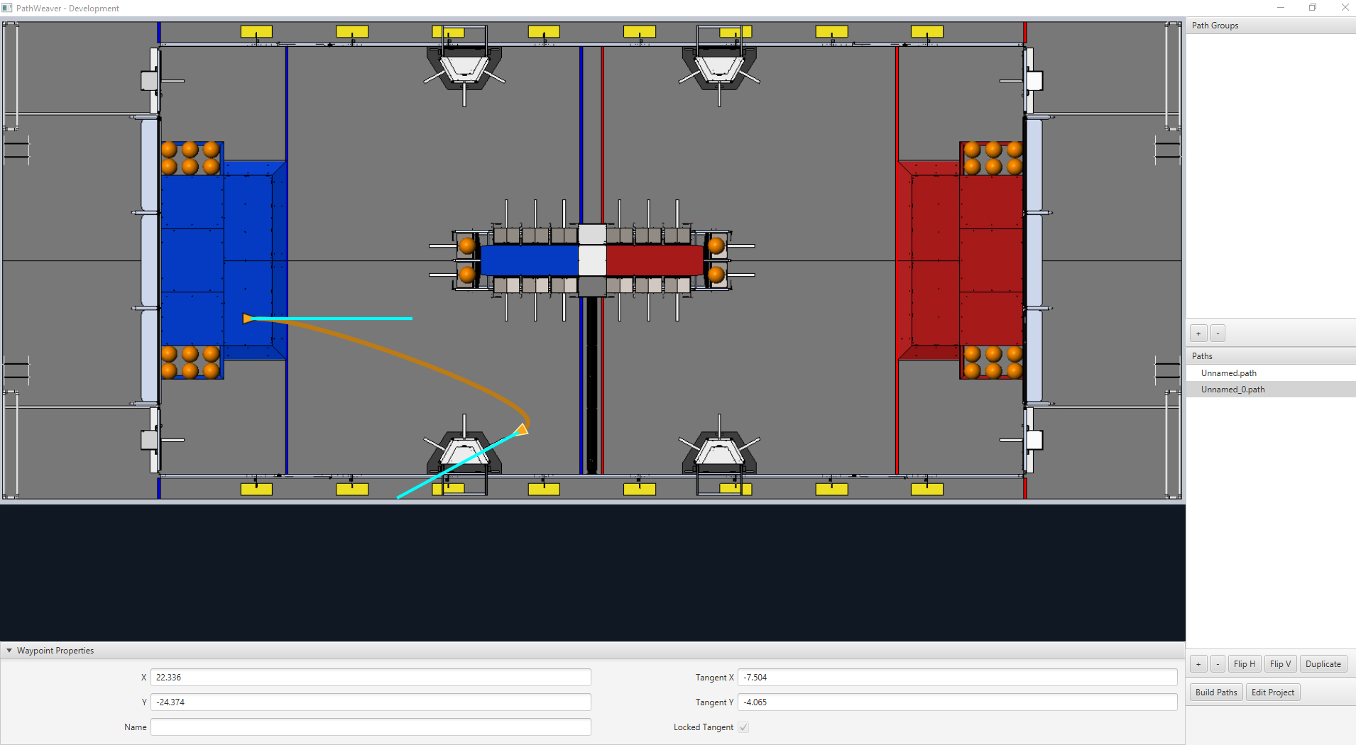 Adjusting the blue line out the front of each waypoint controls the direction it is facing.